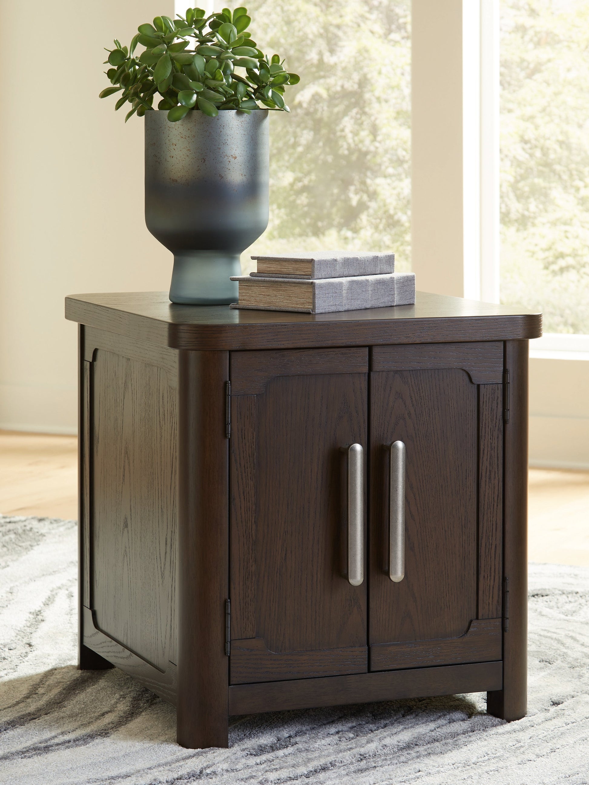 Breckington Dark Brown Rectangular End Table- Viva Furn