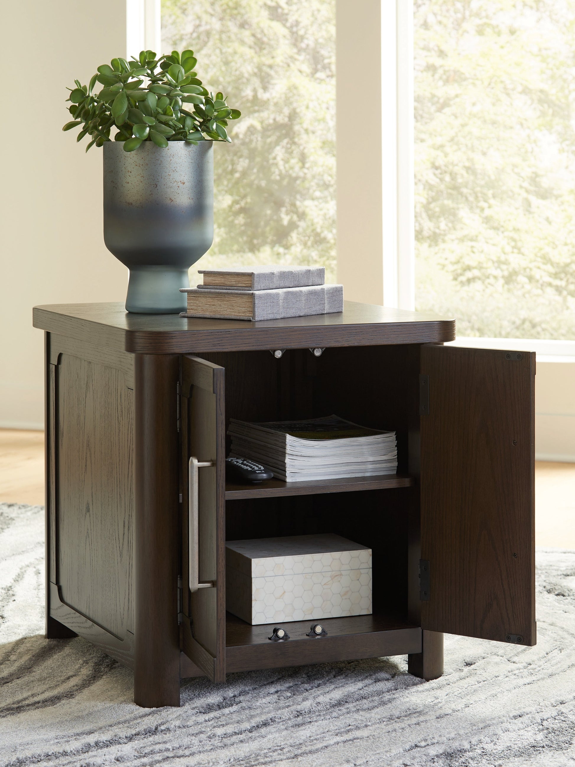 Breckington Dark Brown Rectangular End Table- Viva Furn