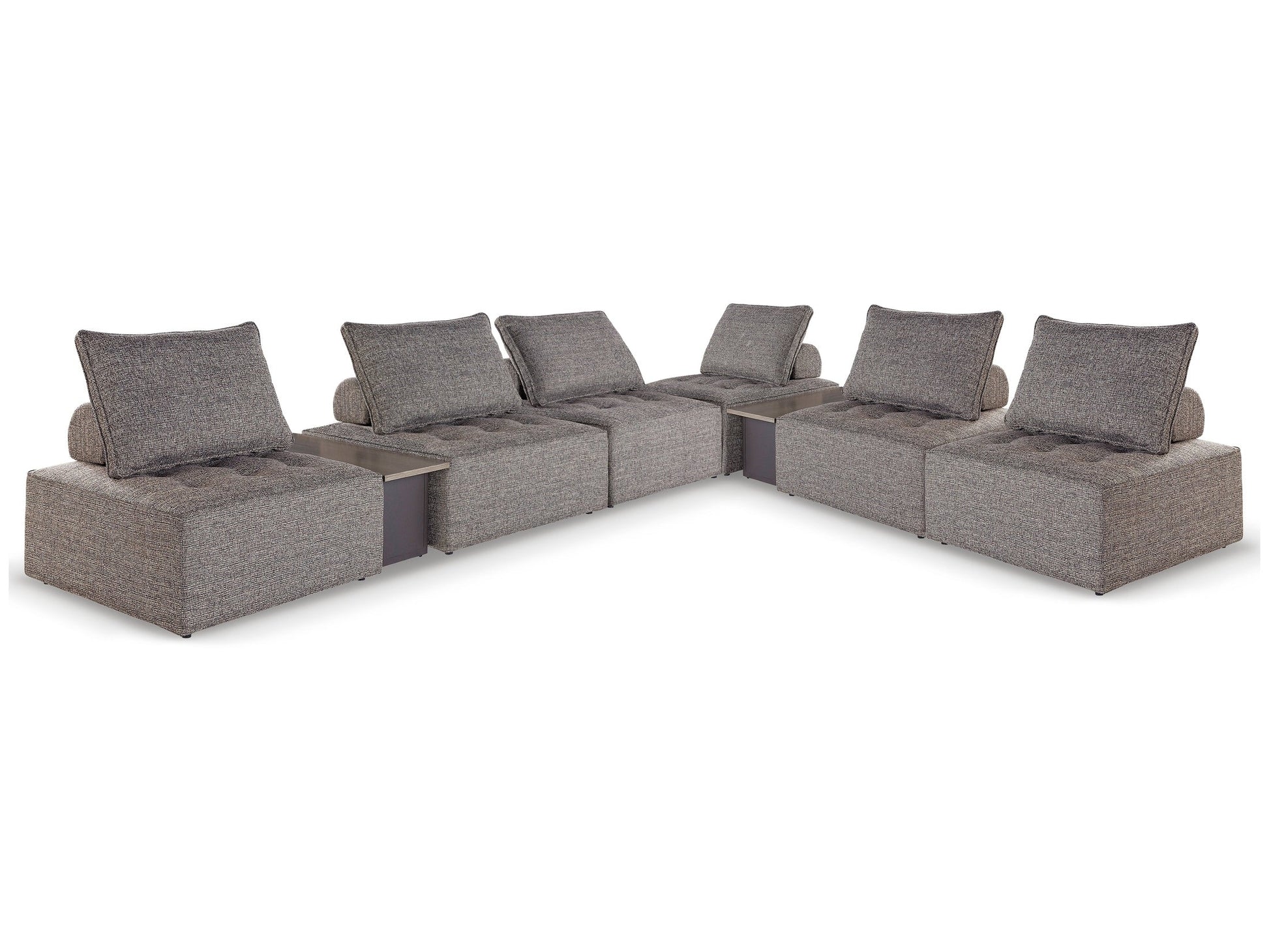 Bree Zee Brown 8-Piece Outdoor Modular Seating (8 outdoor lounge chairs, 2 end tables)- Viva Furn