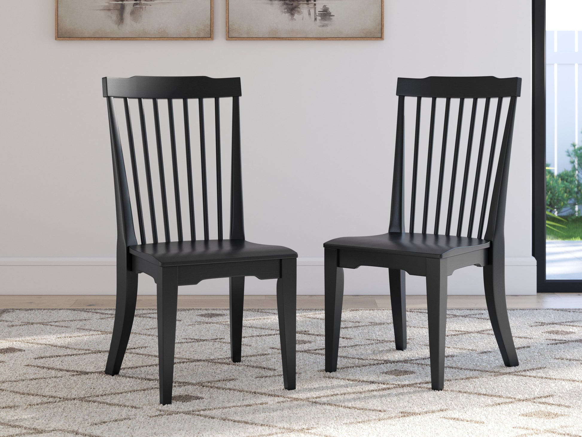 Brenkerton Black Dining Room Side Chair (Set of 2)- Viva Furn