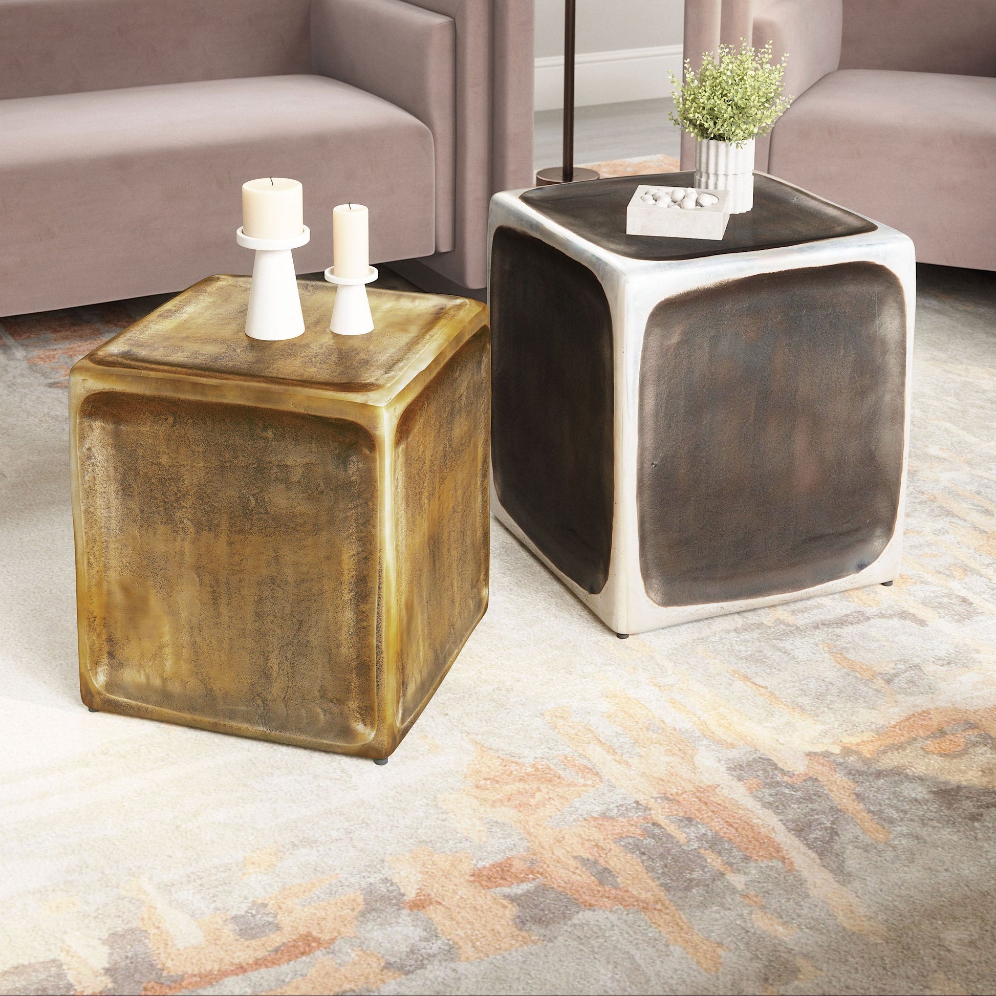 Brics Multicolor Side Table Set (2-Piece) - Ornate Home