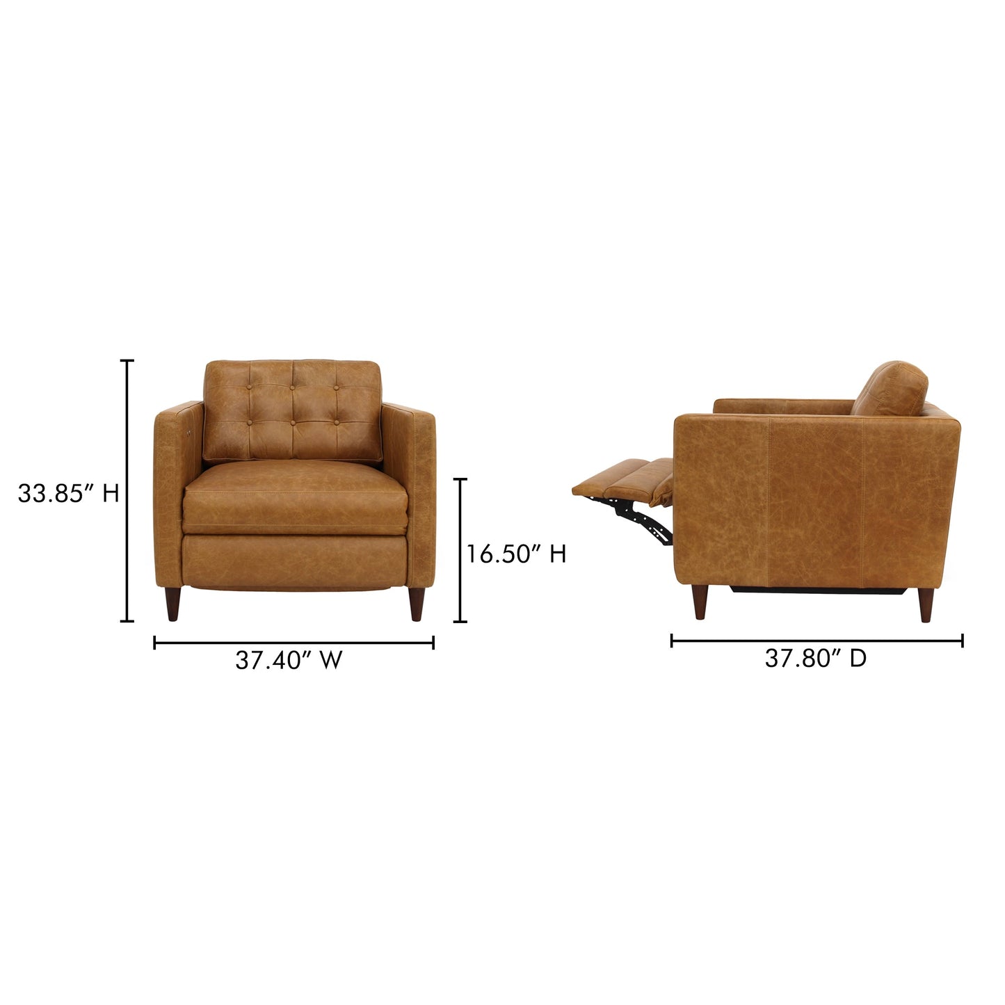 Bridgers Tan Leather Power Recliner Chair - Ornate Home