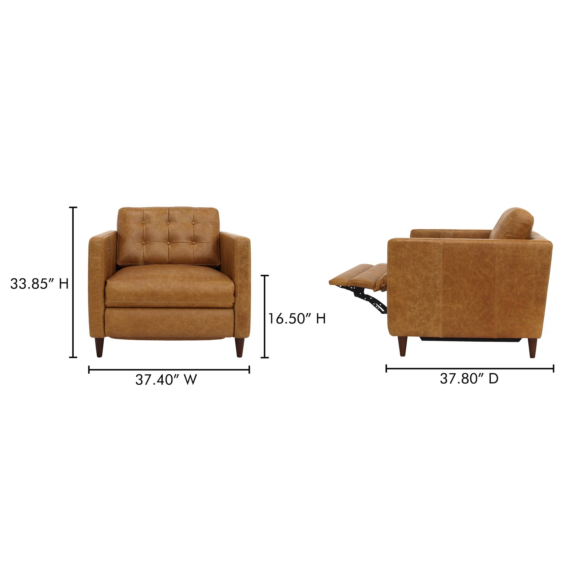 Bridgers Tan Leather Power Recliner Chair - Ornate Home