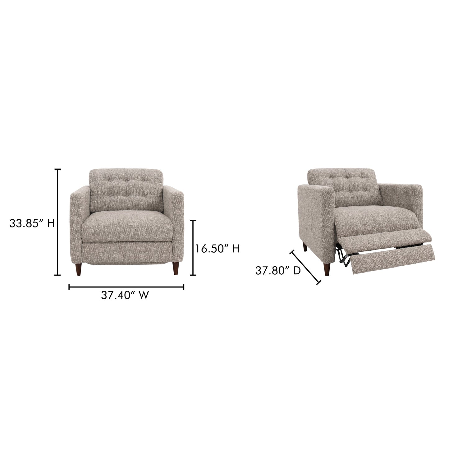 Bridgers Warm Grey Power Recliner Chair - Ornate Home