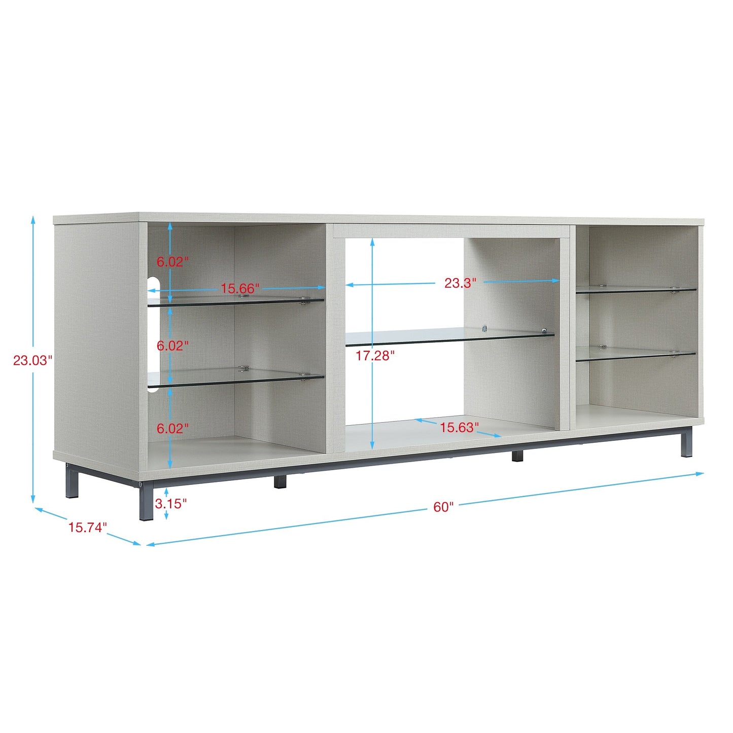 Brighton 60" TV Stand in Beige - Ornate Home
