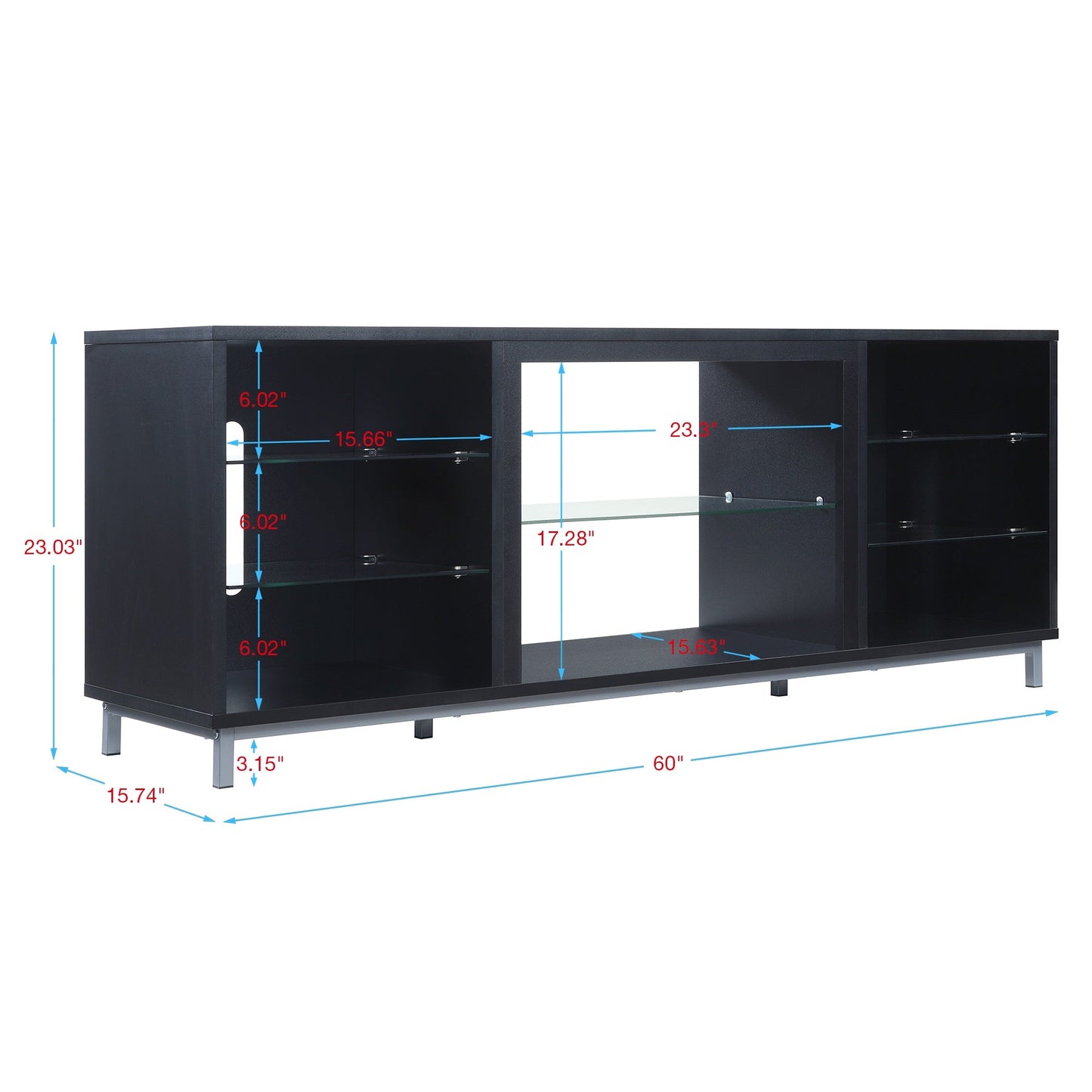 Brighton 60" TV Stand in Onyx - Ornate Home
