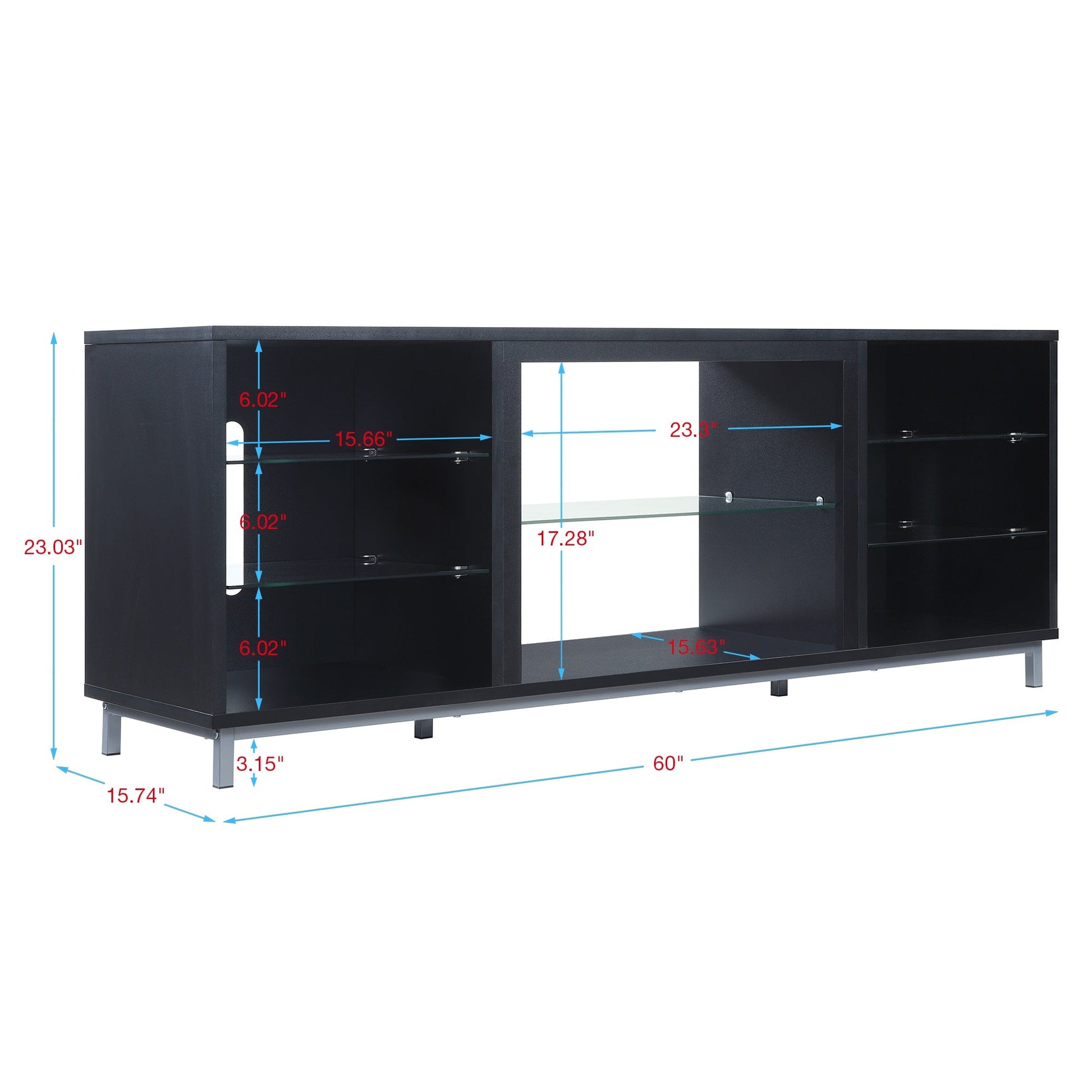Brighton 60" TV Stand in Onyx - Ornate Home