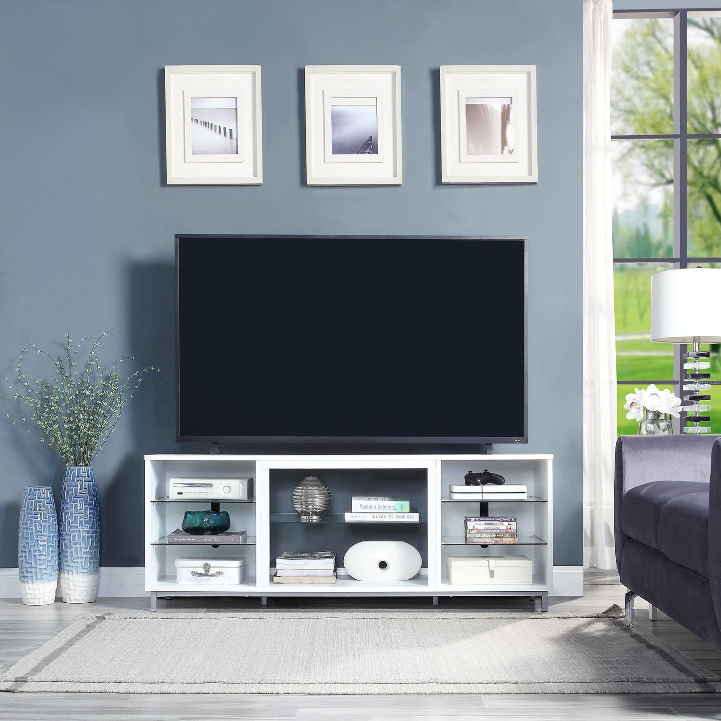 Brighton 60" TV Stand in White - Ornate Home