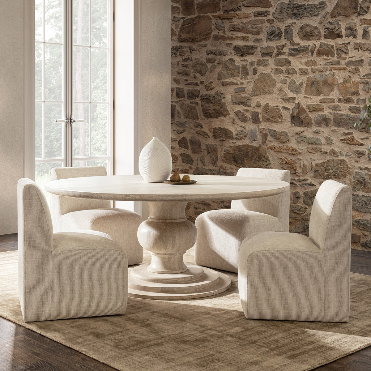 Brighton Beige Vanilla Dining Chair with Casters - Ornate Home