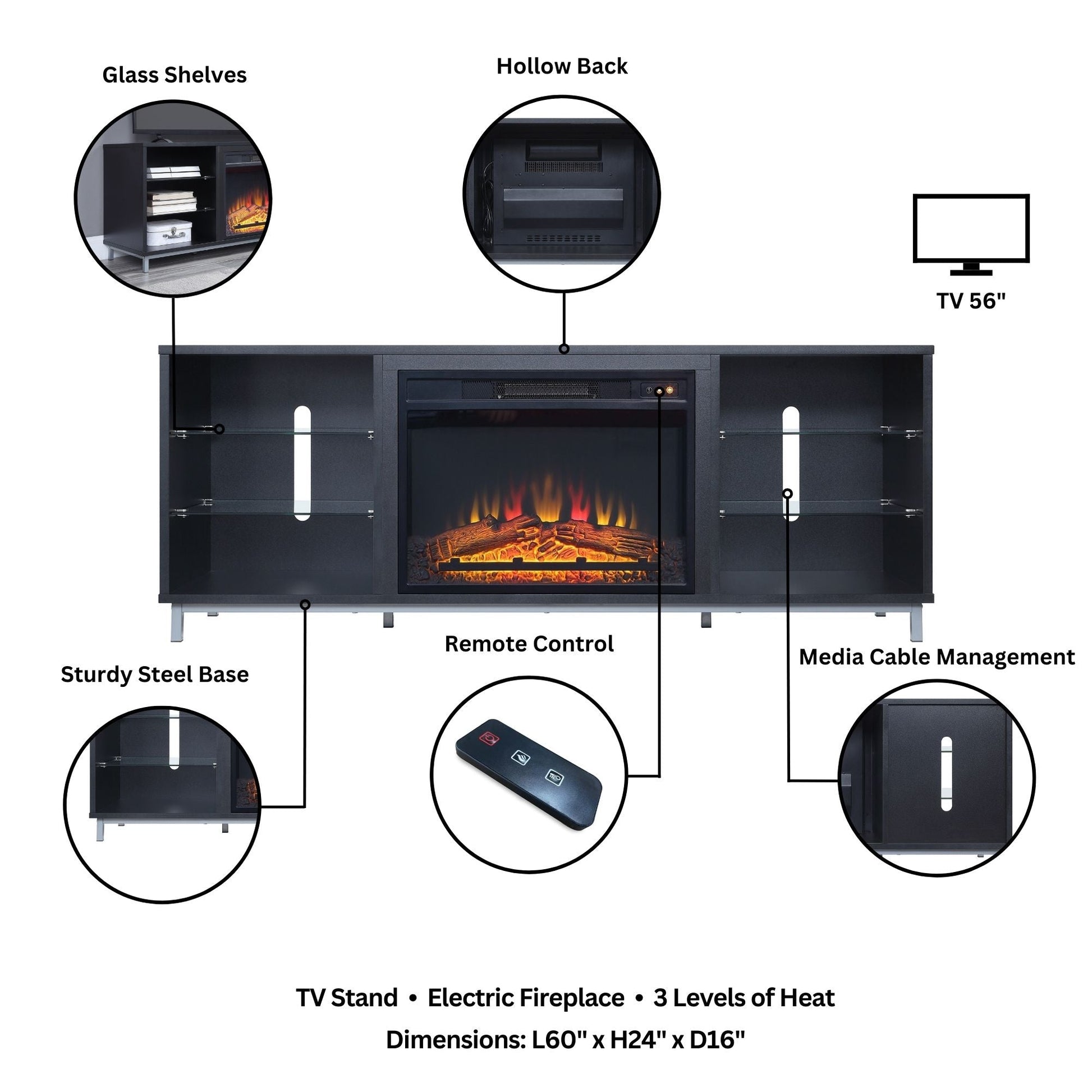 Brighton Fireplace in Onyx - Ornate Home