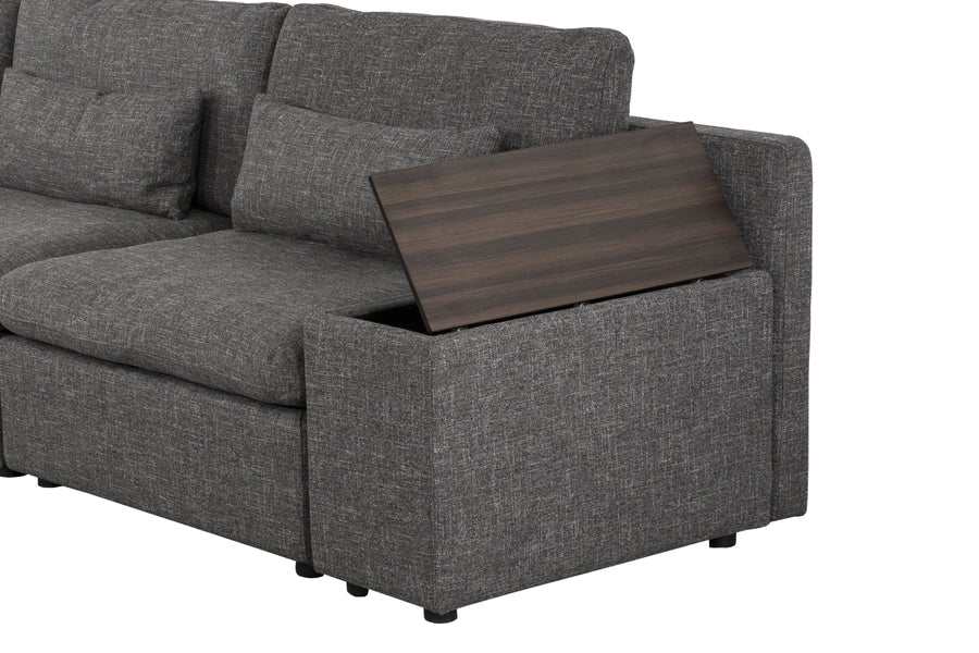 Divani Casa Paseo Charcoal Modular Sectional Sofa w/ Console Create your own Style - Ornate Home