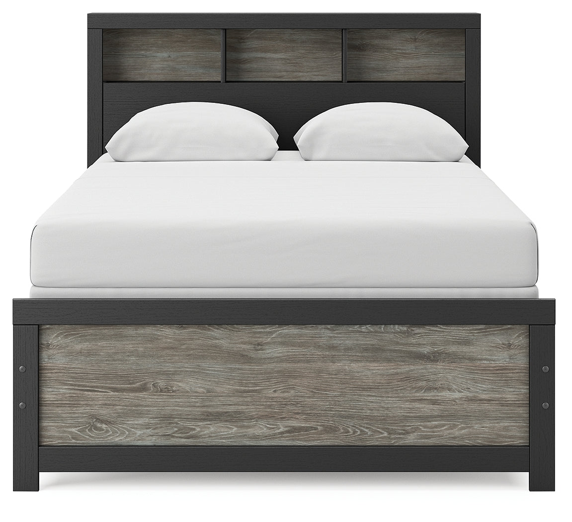 Broachmyn Black/Gray Full Bookcase Bed- Viva Furn