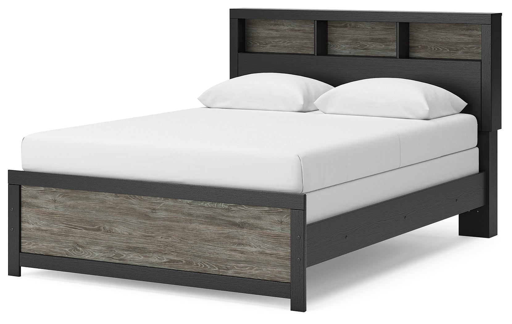 Broachmyn Black/Gray Queen Bookcase Bed- Viva Furn