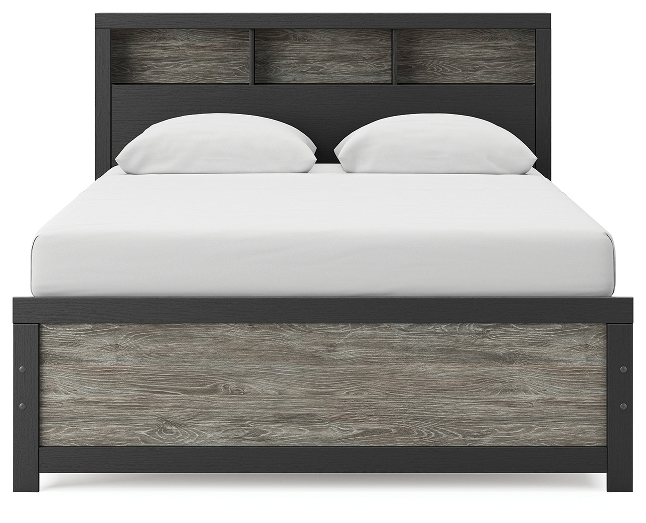 Broachmyn Black/Gray Queen Bookcase Bed- Viva Furn