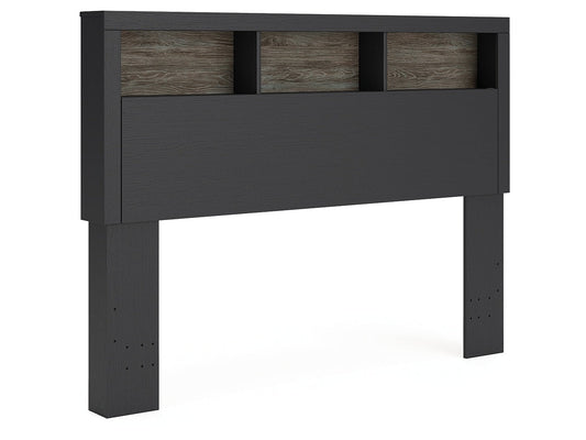 Broachmyn Black/Gray Queen Bookcase Headboard- Viva Furn