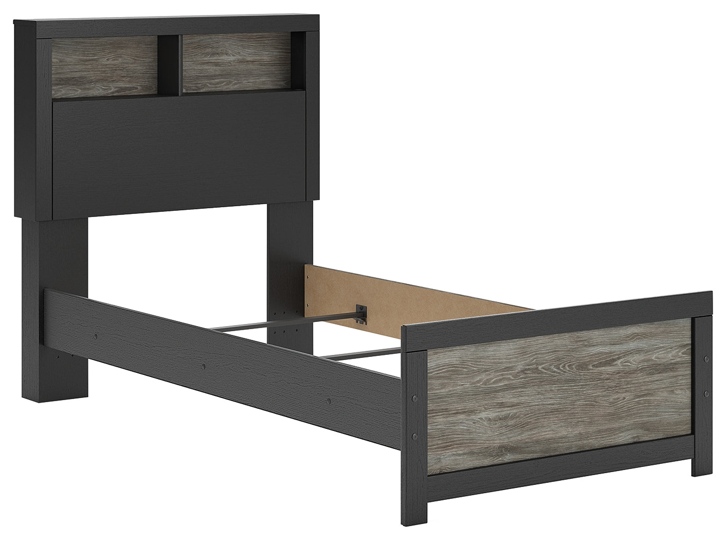 Broachmyn Black/Gray Twin Bookcase Bed- Viva Furn