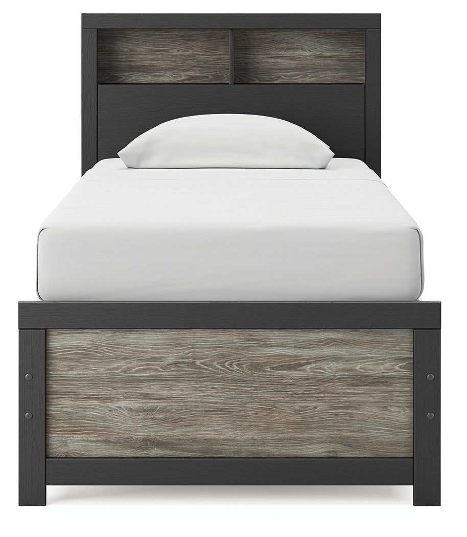 Broachmyn Black/Gray Twin Bookcase Bed- Viva Furn