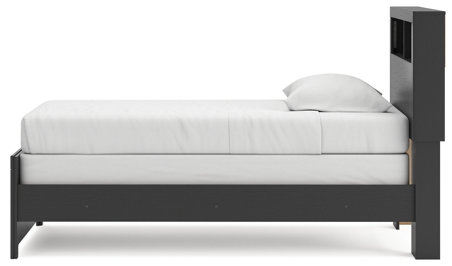 Broachmyn Black/Gray Twin Bookcase Bed- Viva Furn