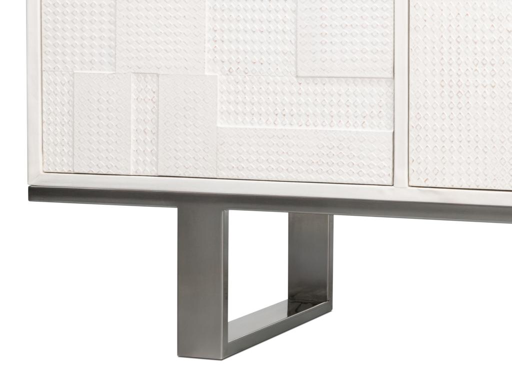 Bronzini White Credenza Embossed - Ornate Home