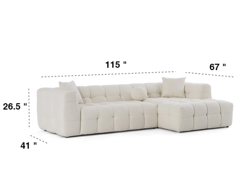 Brooklyn Ivory Boucle L Shape Sectional Sofa - Ornate Home