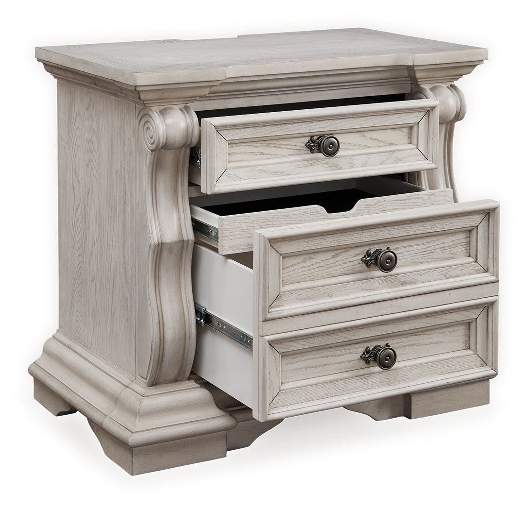 Bruchandi Antique White Three Drawer Night Stand- Viva Furn