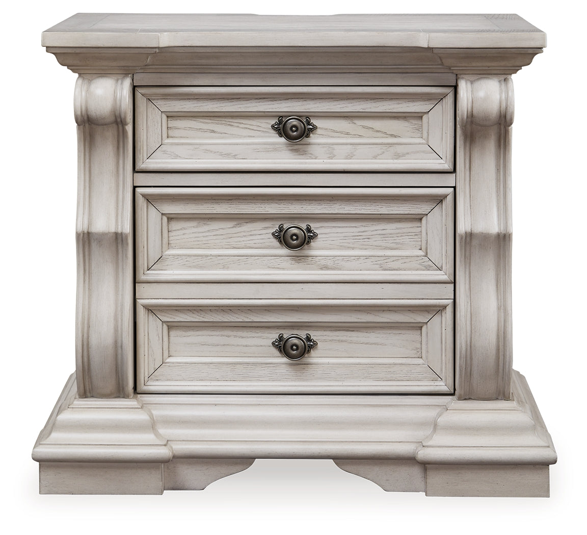 Bruchandi Antique White Three Drawer Night Stand- Viva Furn