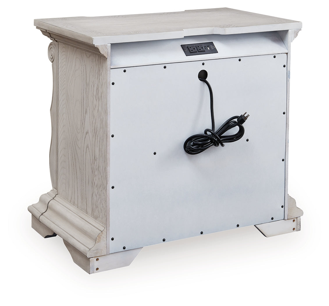 Bruchandi Antique White Three Drawer Night Stand- Viva Furn