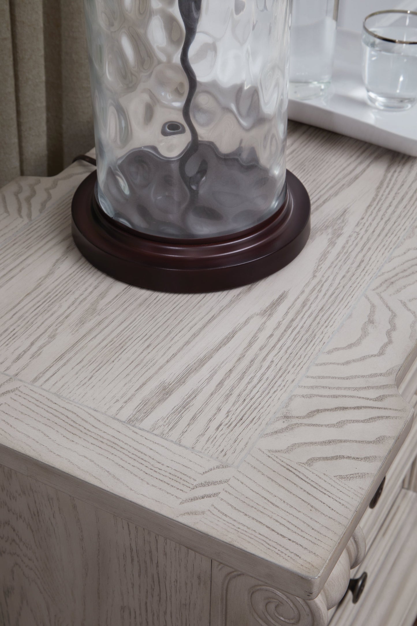 Bruchandi Antique White Three Drawer Night Stand- Viva Furn