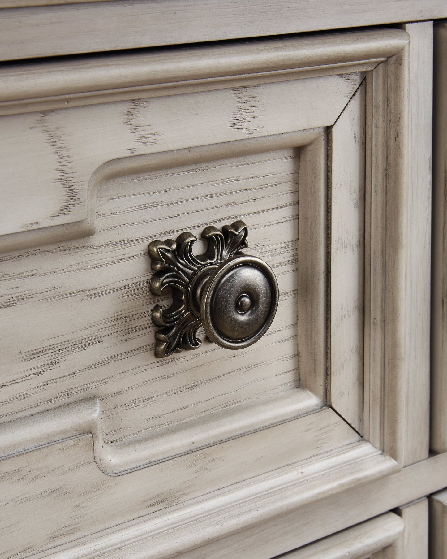 Bruchandi Antique White Three Drawer Night Stand- Viva Furn