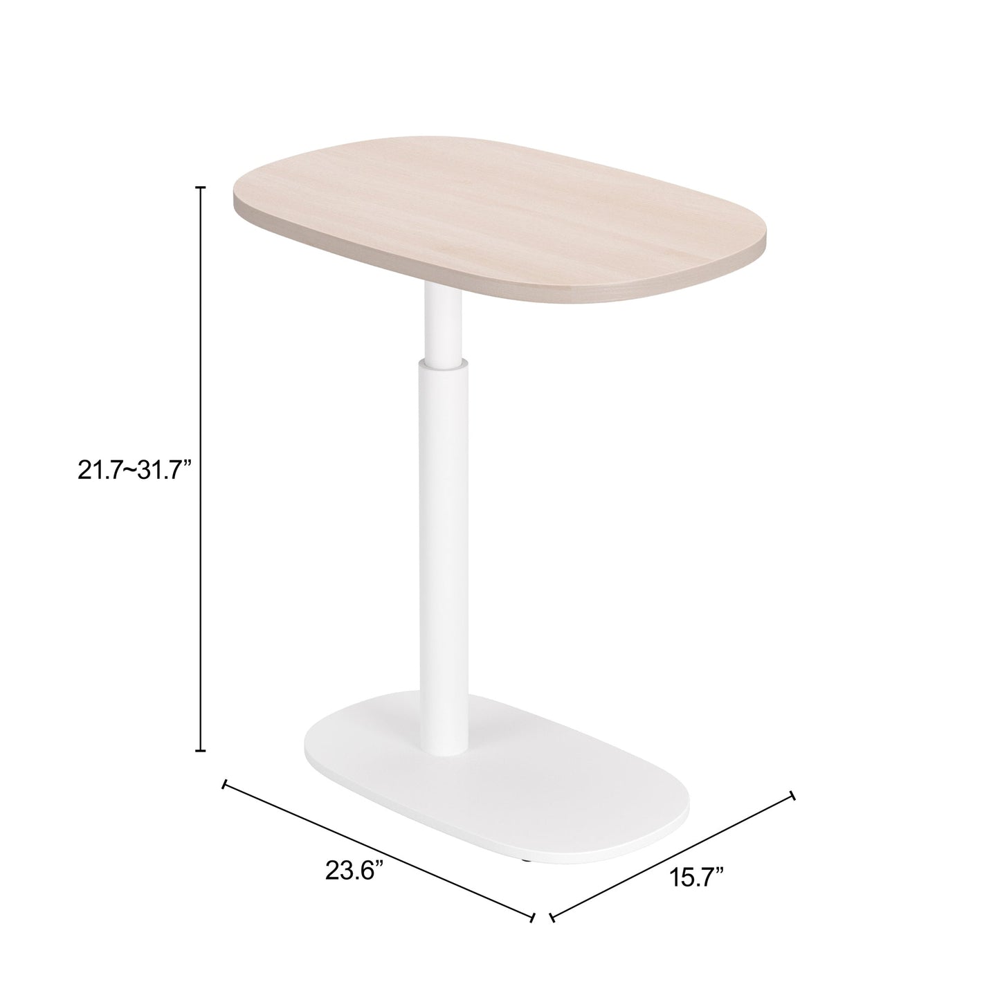 Buddy Natural & White Adjustable Rotating Side Table - Ornate Home
