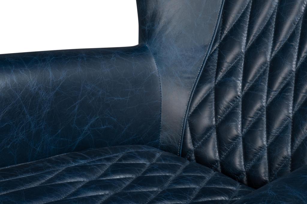 Bugatti Blue Leather Swivel Chair - Ornate Home