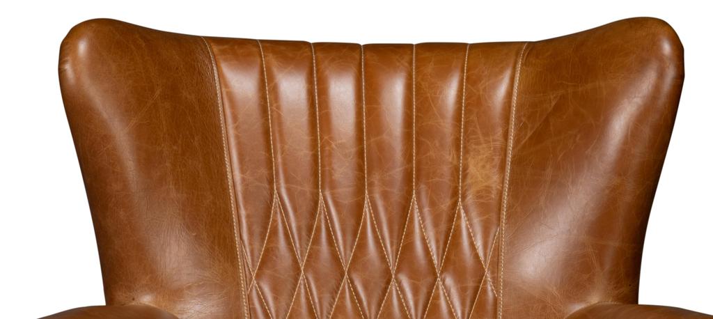 Bugatti Brown Leather Swivel Chair - Ornate Home