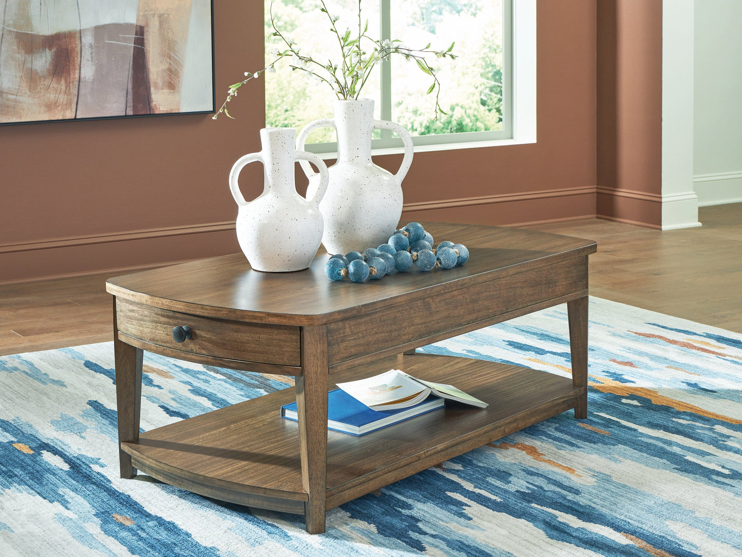 Burkbyer Brown Rectangular Cocktail Table- Viva Furn
