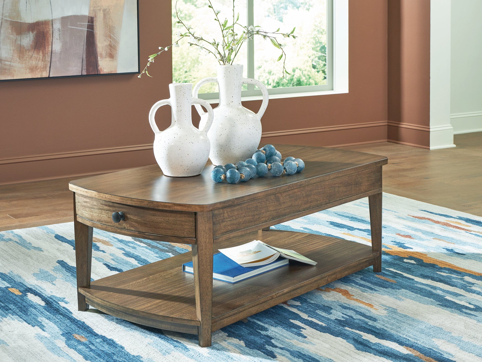Burkbyer Brown Rectangular Cocktail Table- Viva Furn