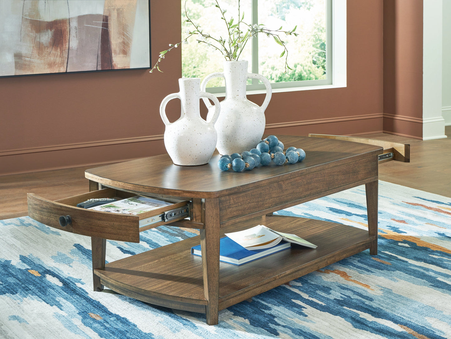 Burkbyer Brown Rectangular Cocktail Table- Viva Furn