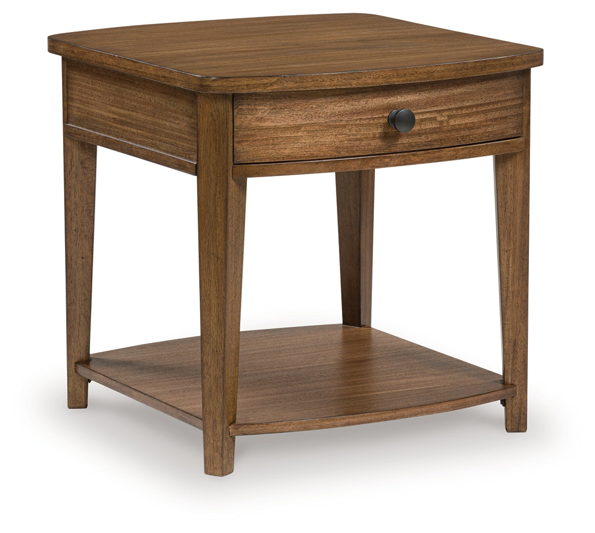 Burkbyer Brown Rectangular End Table- Viva Furn