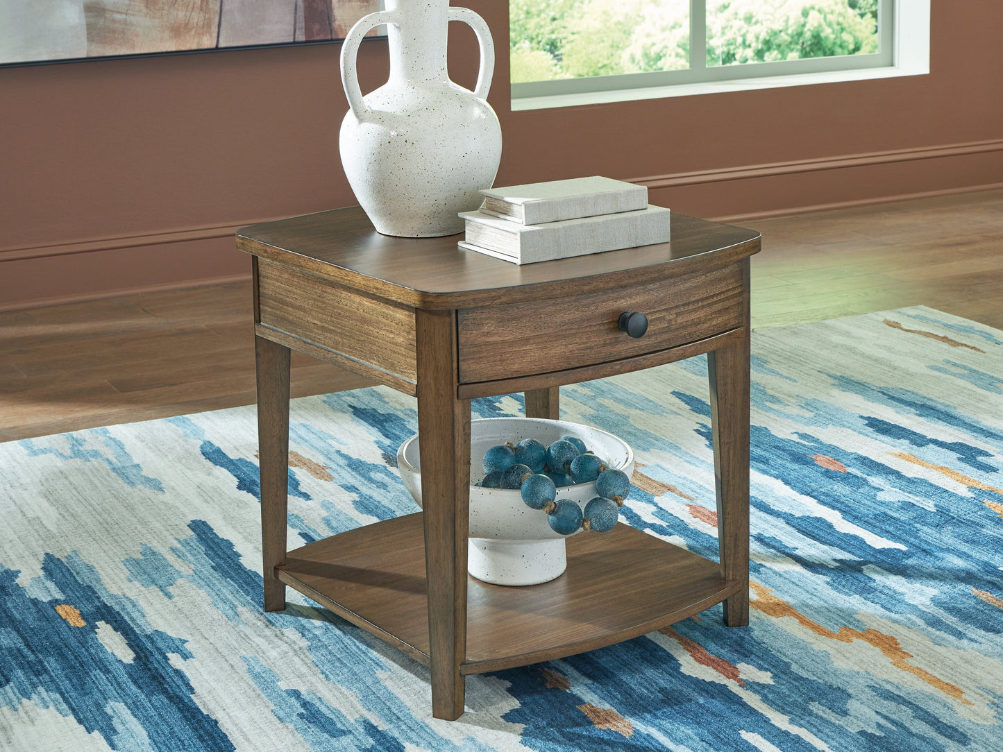 Burkbyer Brown Rectangular End Table- Viva Furn