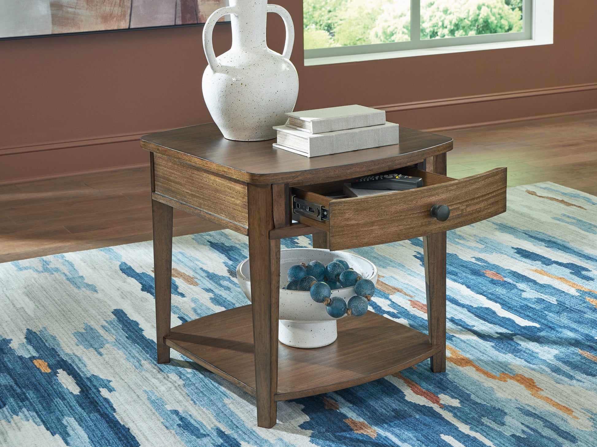 Burkbyer Brown Rectangular End Table- Viva Furn