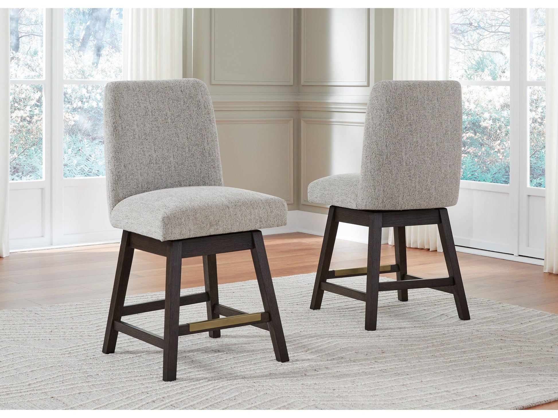 Burkhaus Beige/Brown Counter Height Barstool (Set of 2)- Viva Furn