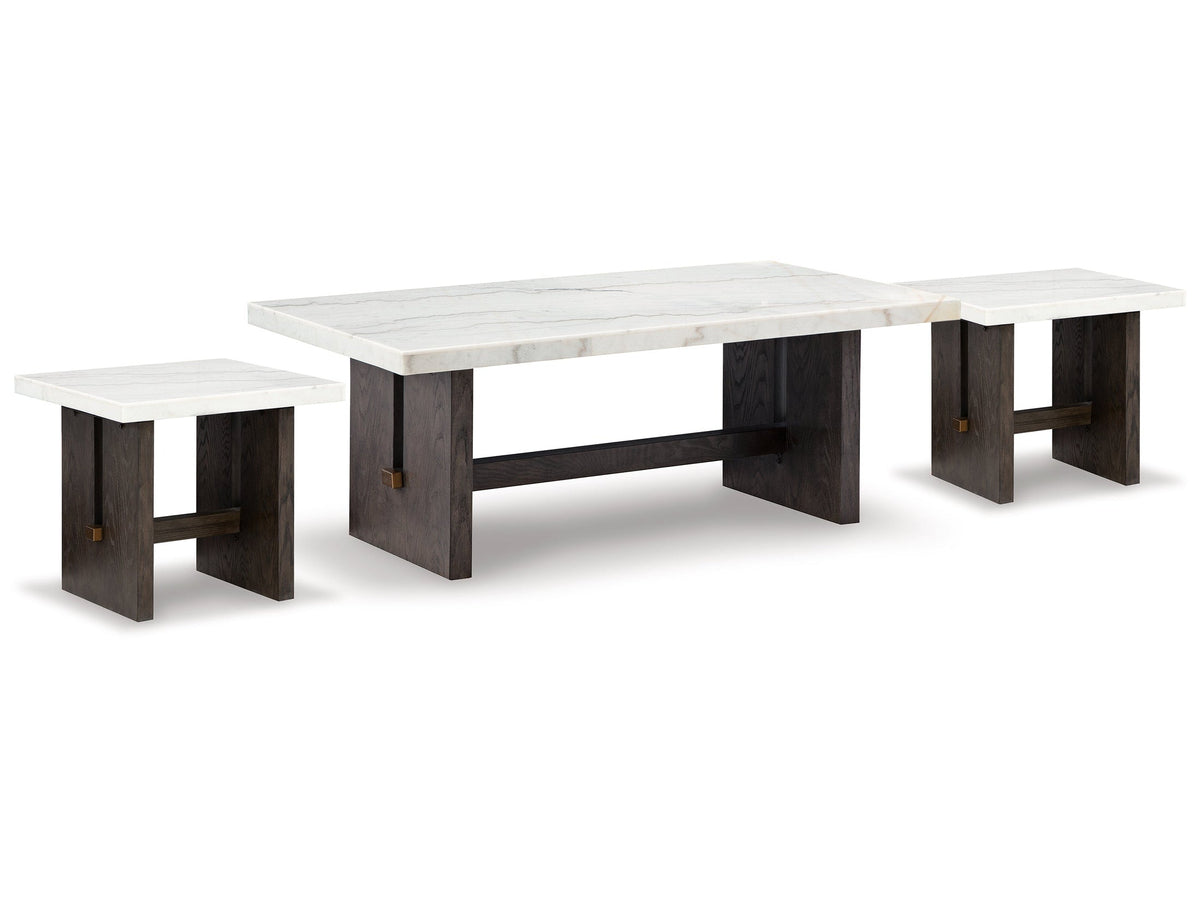 Burkhaus White Coffee Table and 2 Ends - Ornate Home