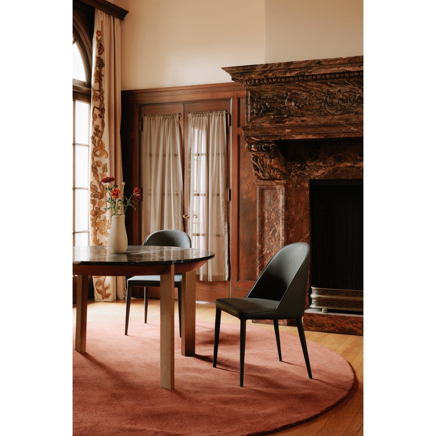 Burton Black Fade Vegan Leather Dining Chair (Set of 2) - Ornate Home