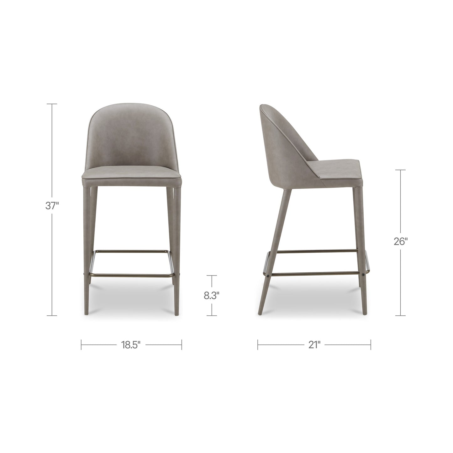Burton Grey Vegan Leather Counter Stool - Ornate Home