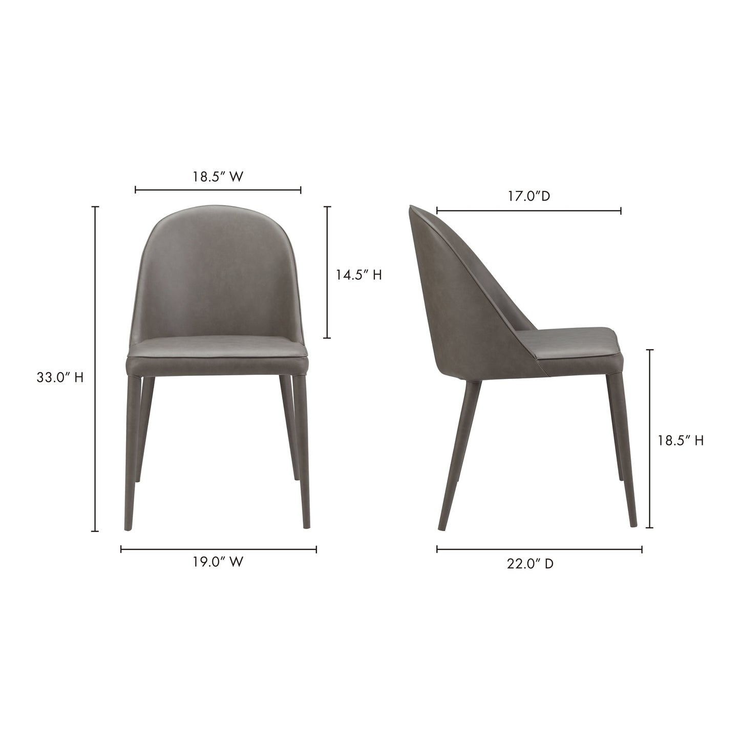 Burton Grey Vegan Leather Dining Chair (Set of 2) - Ornate Home