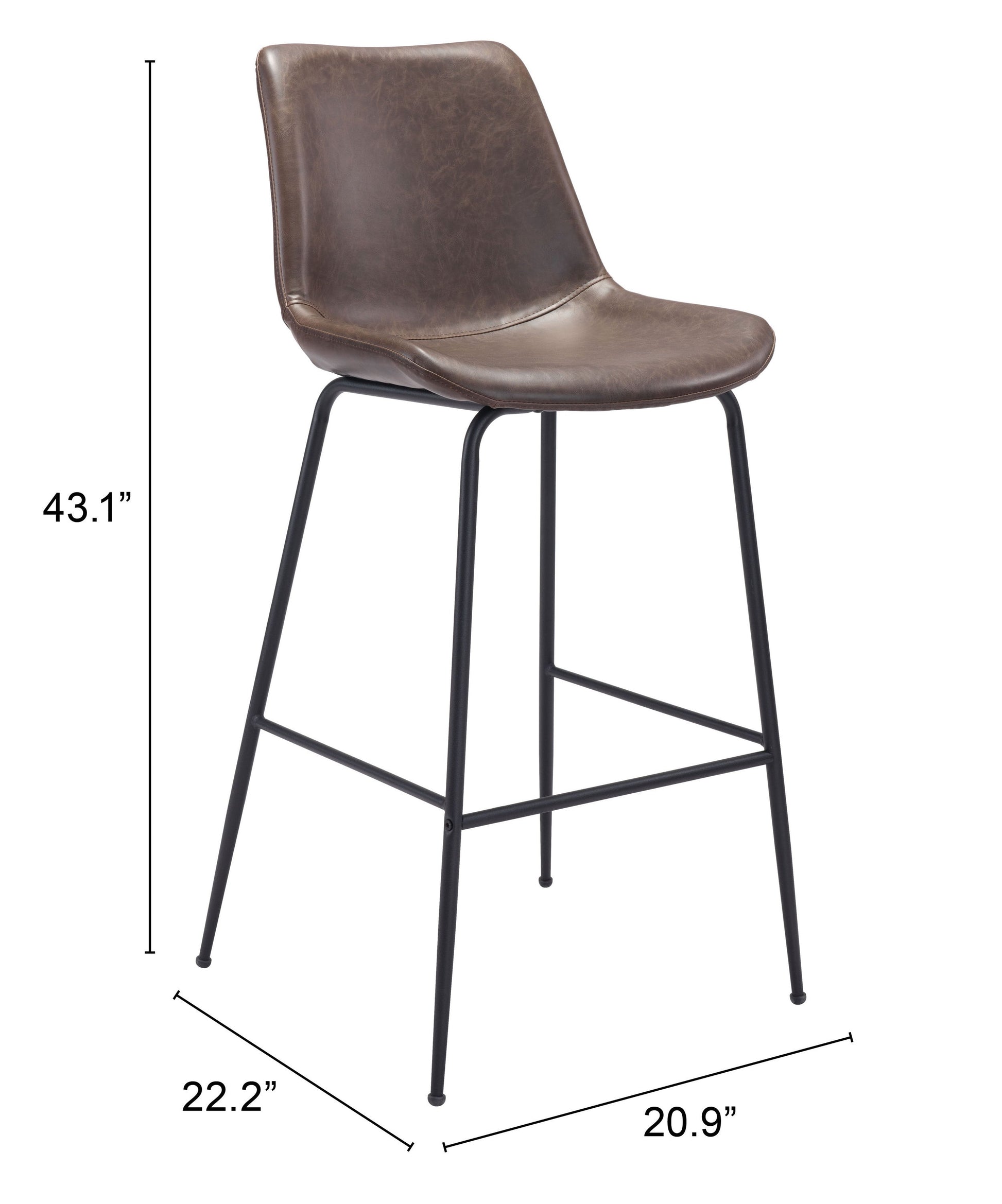 Byron Brown Barstool - Ornate Home
