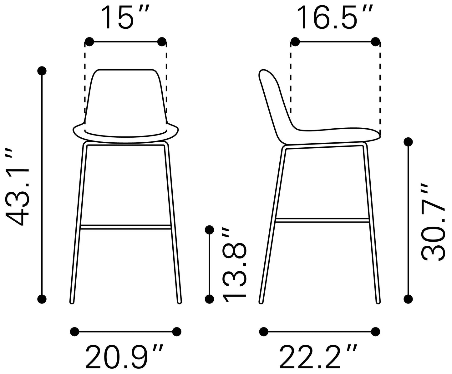 Byron Gray Barstool - Ornate Home