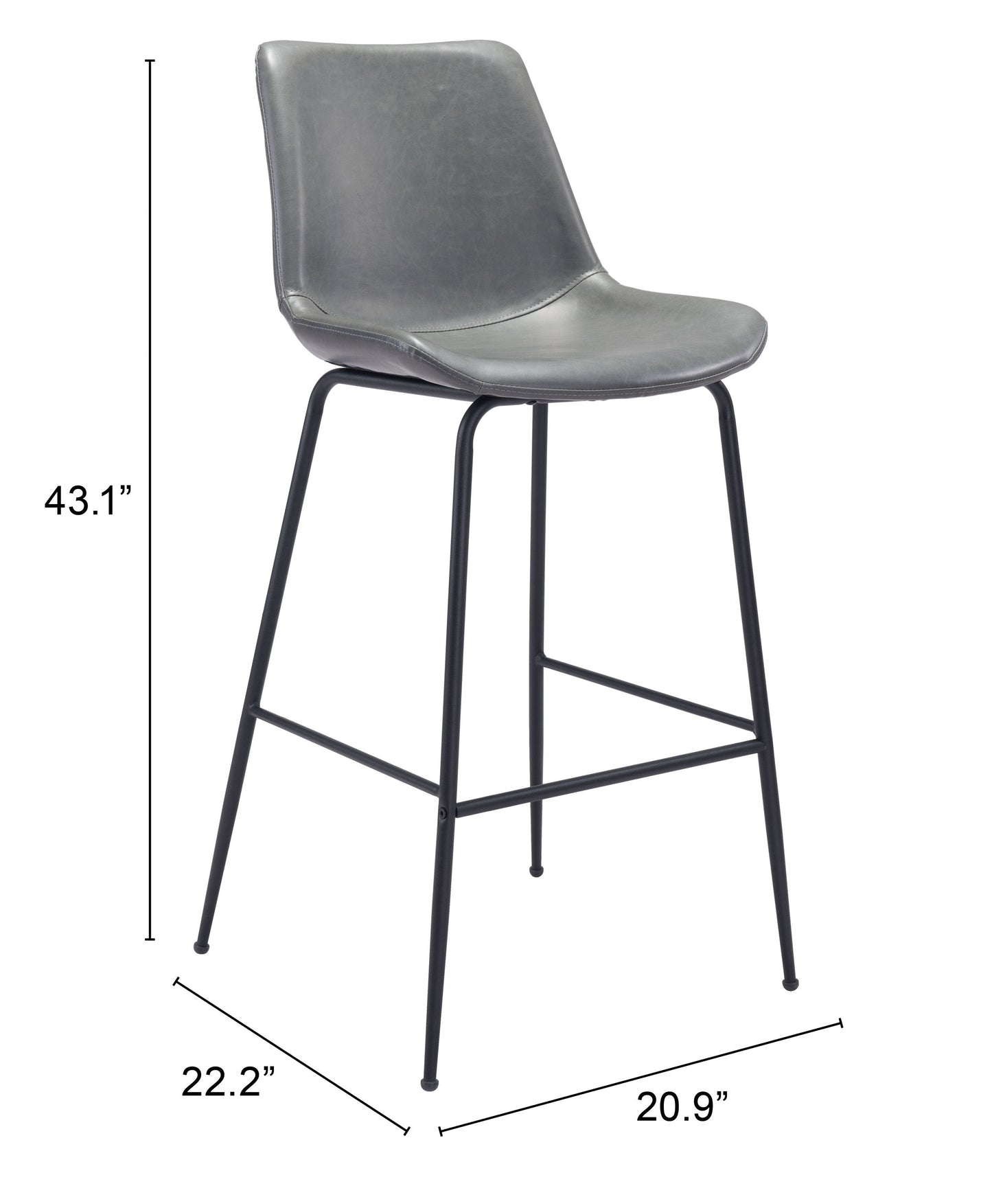 Byron Gray Barstool - Ornate Home