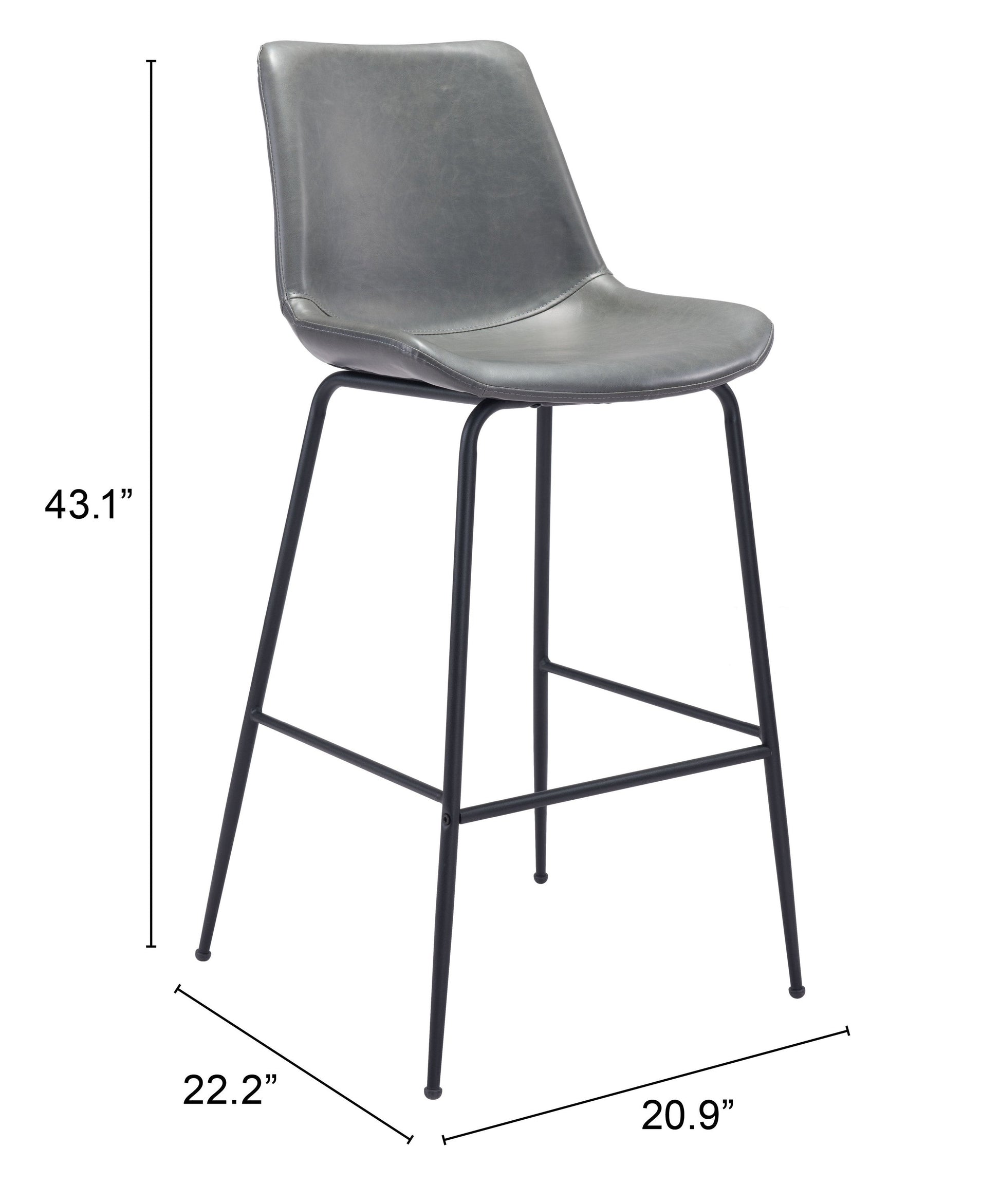Byron Gray Barstool - Ornate Home