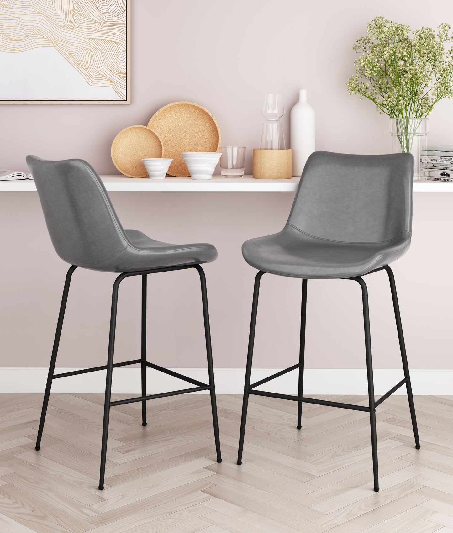 Byron Gray Counter Stool - Ornate Home