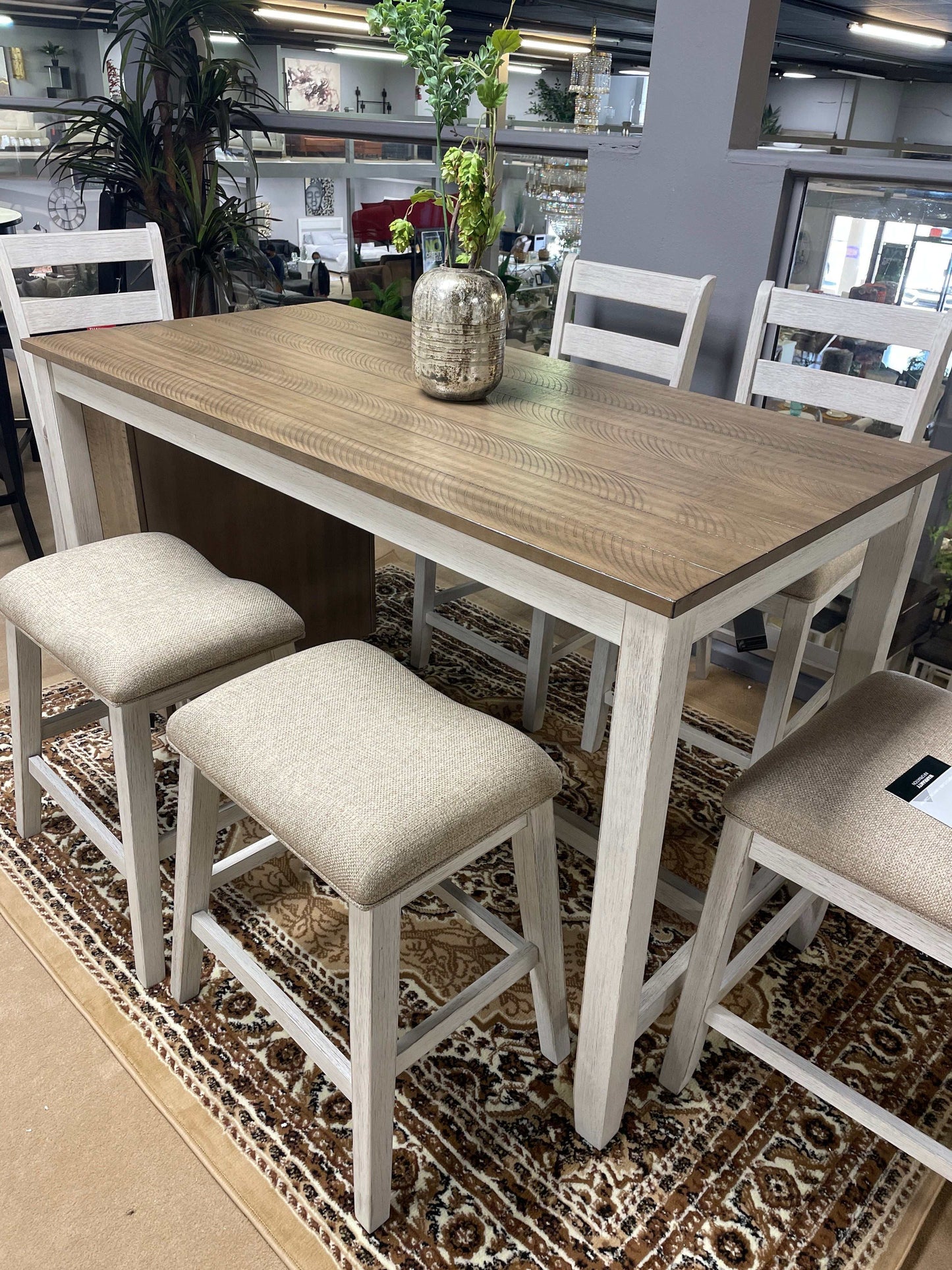 Skempton White/Light Brown Counter Height Dining Room Set / 5pc