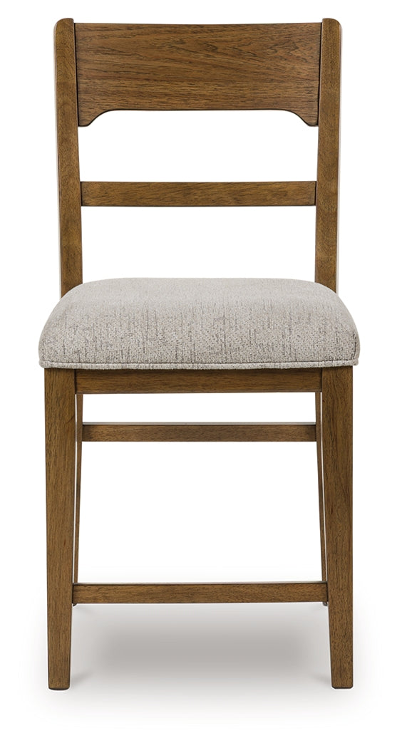 Cabalynn Oatmeal/Light Brown Upholstered Barstool (Set of 2)- Viva Furn